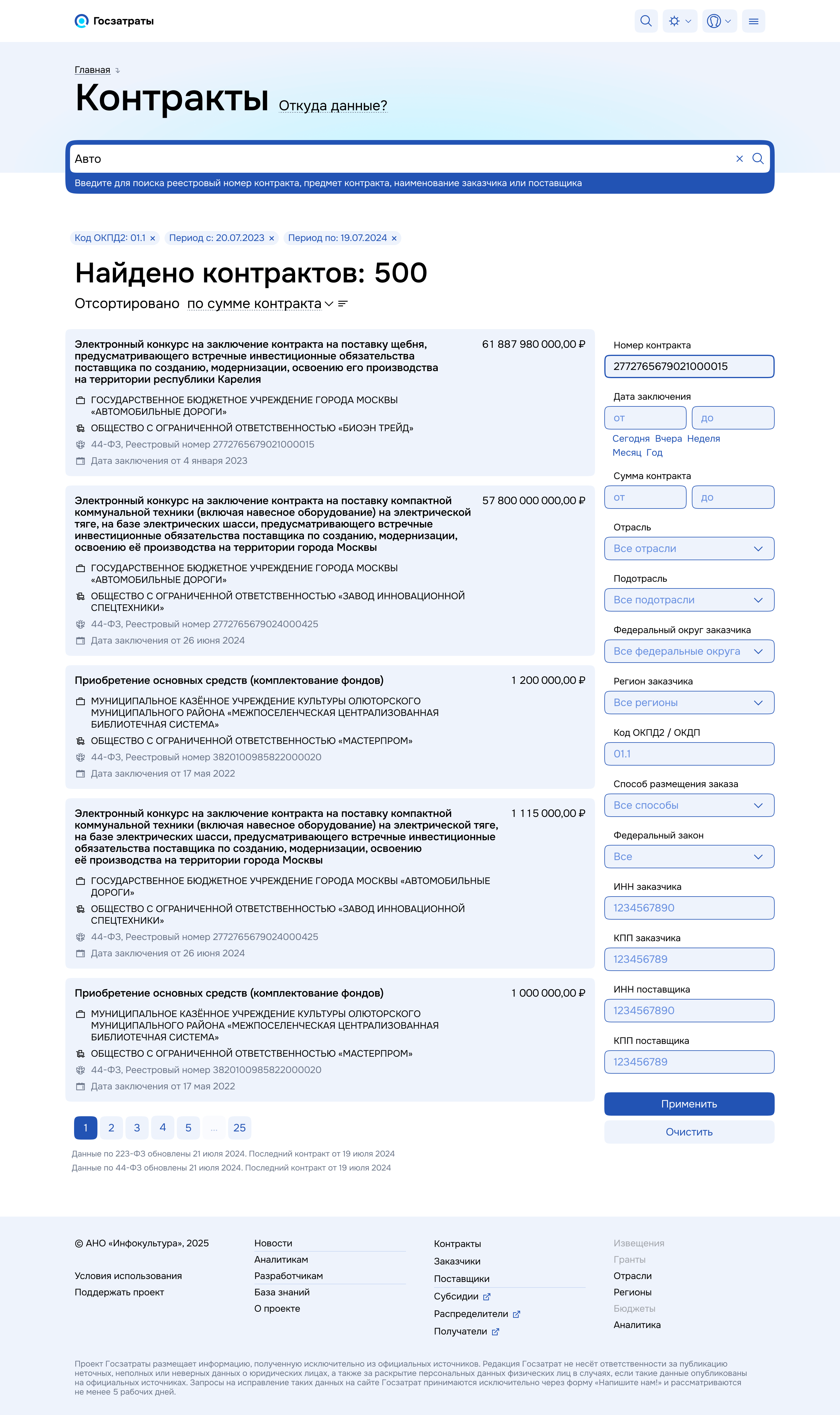 Список контрактов