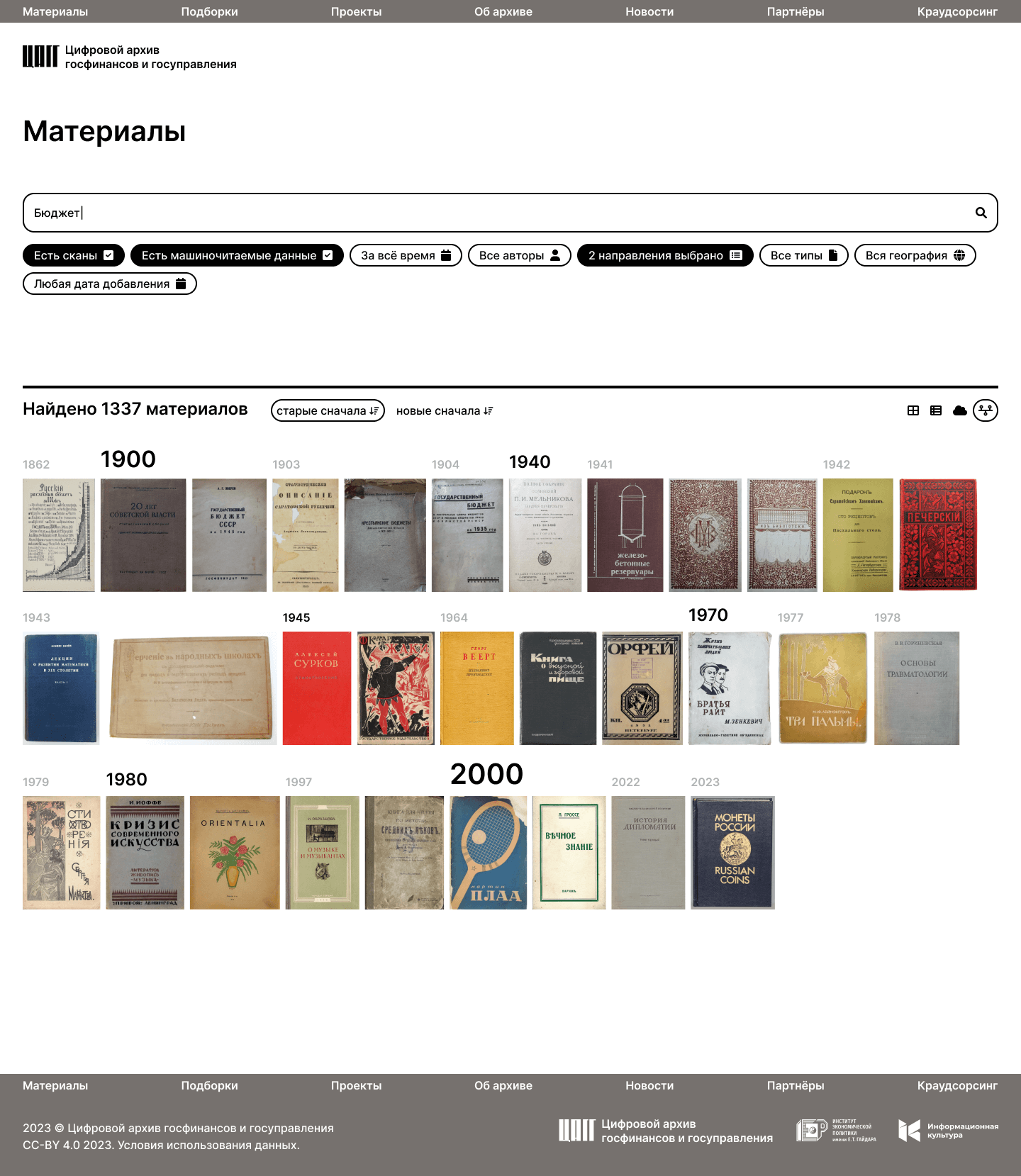 Список материалов — таймлайн